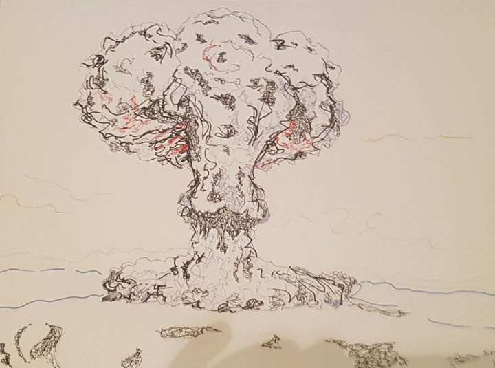 Dessin intitulée "Hiroshima" par Diboa, Œuvre d'art originale, Stylo à bille