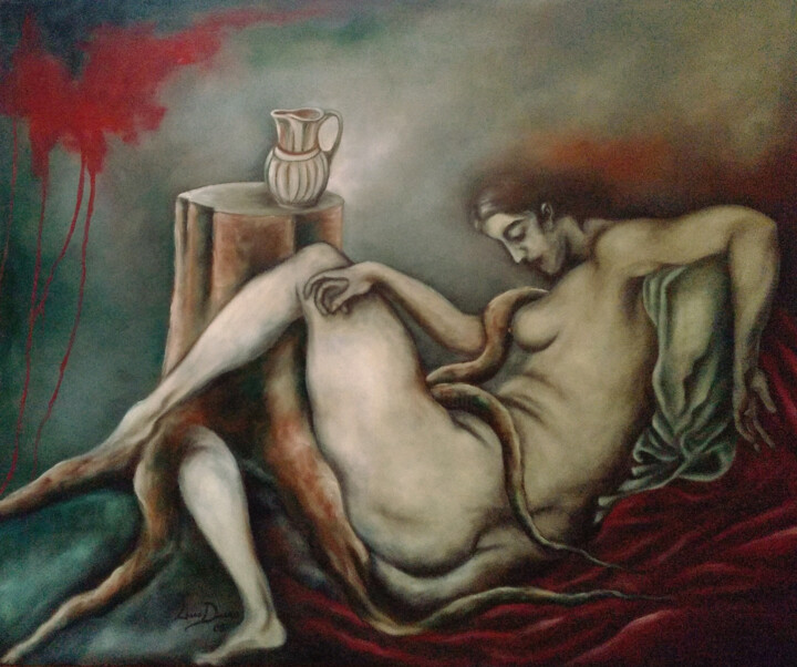 Malerei mit dem Titel "Leda" von Luis Duro, Original-Kunstwerk, Öl