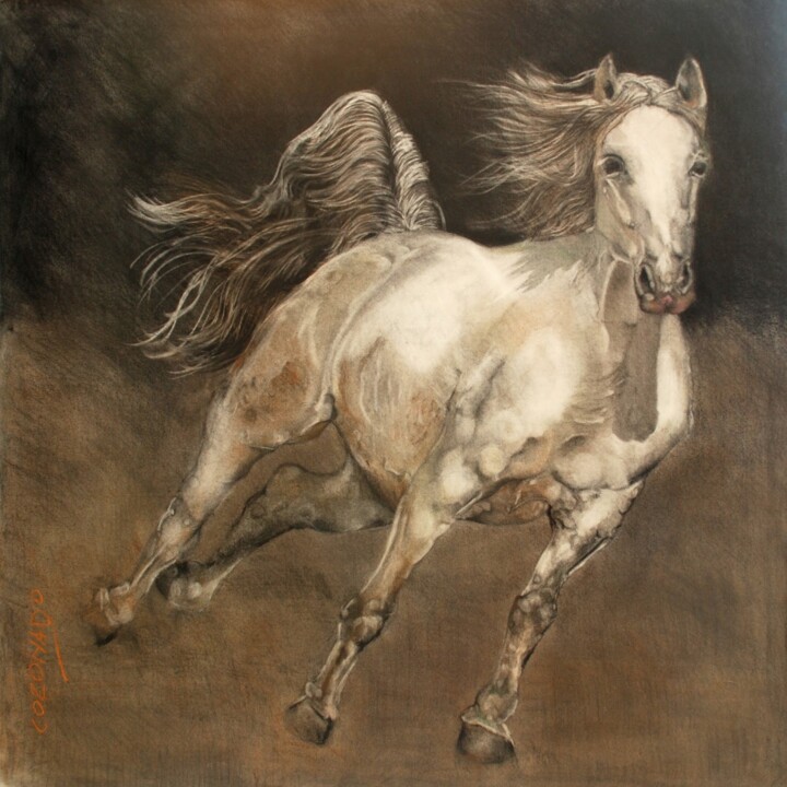 Painting titled "caballo-8.jpg" by Luis F. Coronado, Original Artwork, Pastel