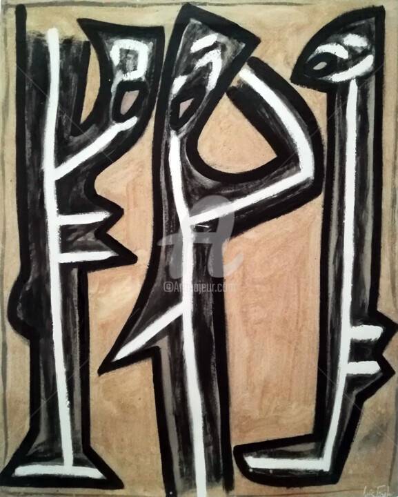Картина под названием "The Musicians" - Luis Fraile, Подлинное произведение искусства, Масло Установлен на Деревянная рама д…