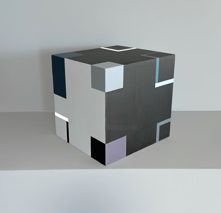 Sculpture titled "Cube G" by Luis Medina, Original Artwork, Wood