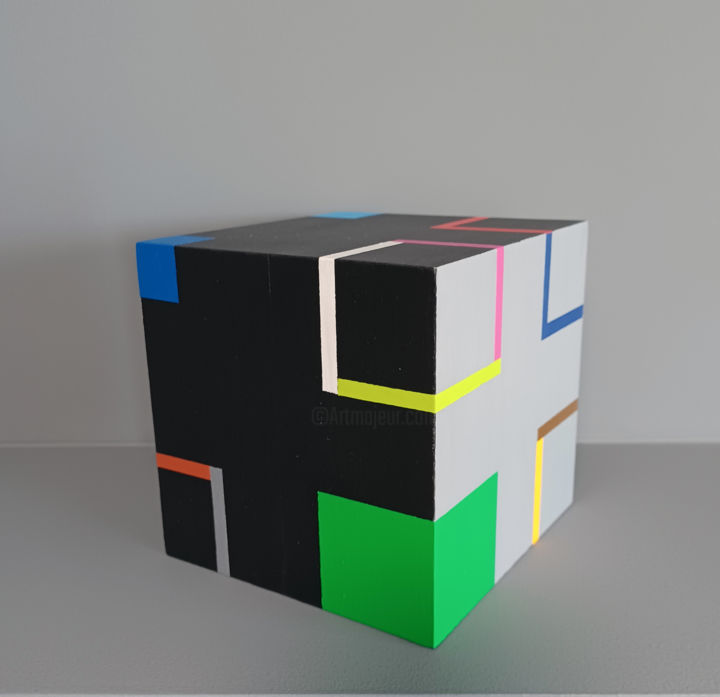 Sculpture titled "Cube I" by Luis Medina, Original Artwork, Wood