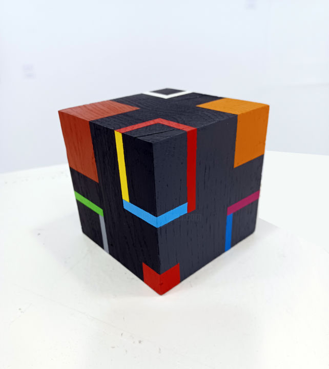 "Cube e" başlıklı Heykel Luis Medina tarafından, Orijinal sanat, Ahşap