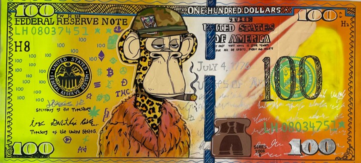 Pintura titulada "Bored Ape the King" por Luis Mesa, Obra de arte original, Acrílico