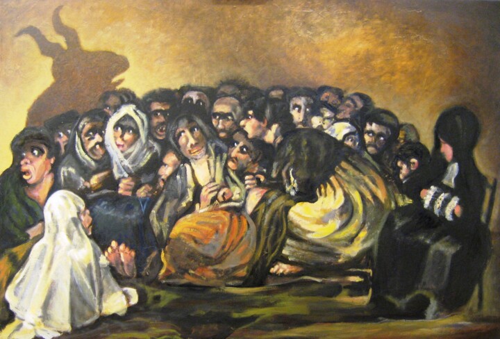 Pittura intitolato "AQUELARRE, INVOCATI…" da Luis Miguel Aparisi, Opera d'arte originale, Olio Montato su Pannello di legno