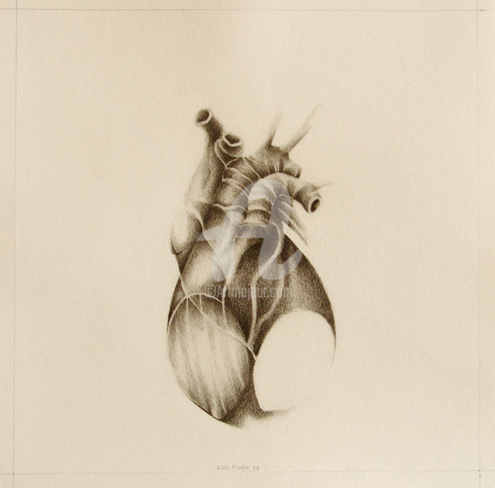 Drawing titled "unfinished-heart I" by Luís Miguel Pinho, Original Artwork