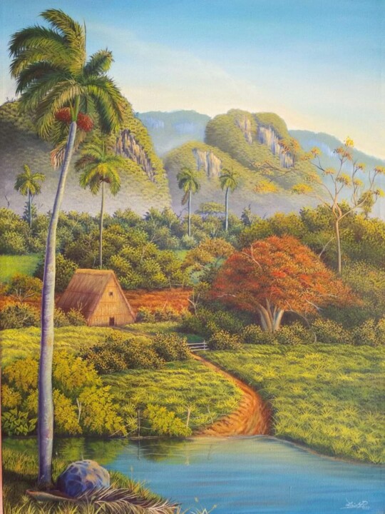 Painting titled "Mi Pinar" by Luis Miguel Rodríguez Valdés, Original Artwork, Oil