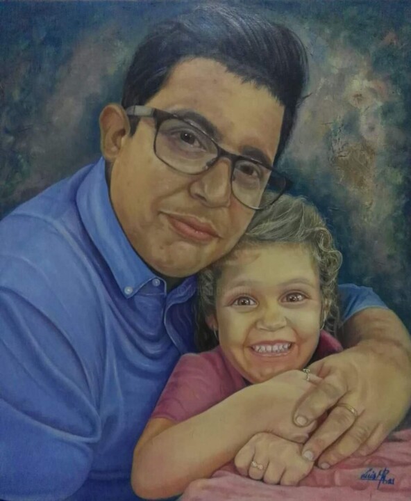 Картина под названием "Familia" - Luis Miguel Rodríguez Valdés, Подлинное произведение искусства, Масло