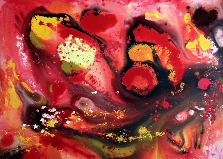 Painting titled "Fire" by Luisa Angelucci, Original Artwork, Acrylic