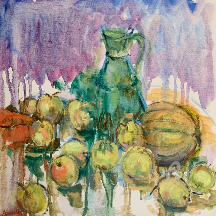 Pittura intitolato "Yellow fruit" da Luisa Khalileva, Opera d'arte originale, Olio