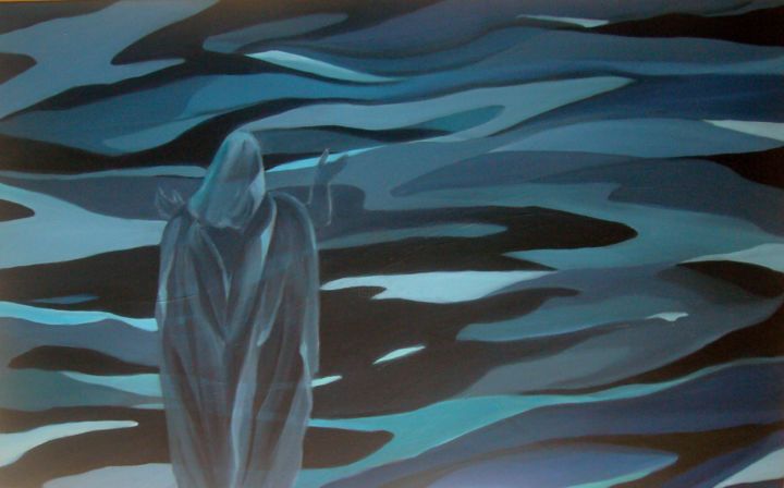 Pittura intitolato "la signora del mare…" da Luisa Giovagnoli, Opera d'arte originale, Olio