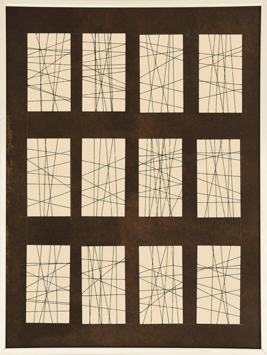 Textielkunst getiteld "hilar fino" door Luisa Grau, Origineel Kunstwerk, Draad Gemonteerd op Houten paneel