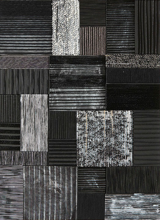 Textielkunst getiteld "Los negros" door Luisa Grau, Origineel Kunstwerk, Draad