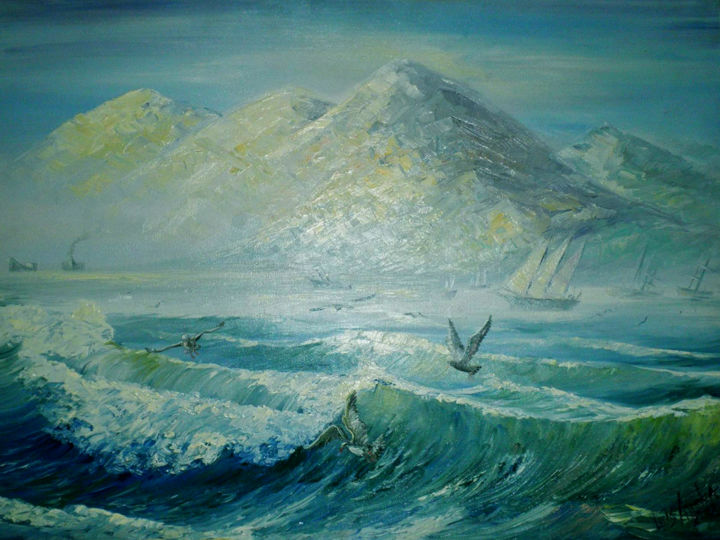 Malerei mit dem Titel "Marina" von Luis Angel Alcolea, Original-Kunstwerk, Öl