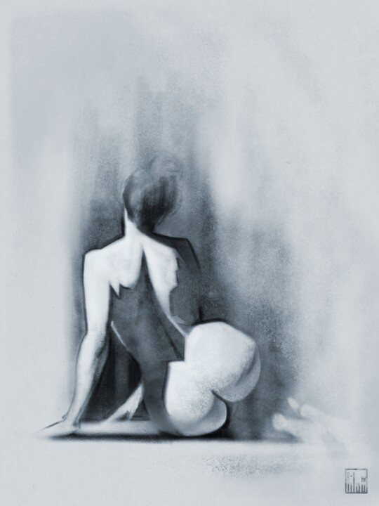 Arts numériques intitulée "Figure „Sombra“" par Luise König (Lilou King), Œuvre d'art originale, Fusain
