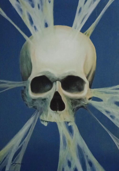 Painting titled "Calavera 3" by Luis Segura López, Original Artwork, Oil