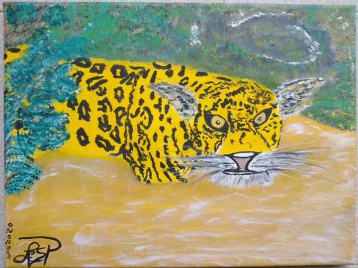 Painting titled "Jaguar" by Igor Sanxo, Original Artwork, Oil