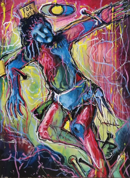 Pintura titulada "CRUCIFIXION" por Luis Miguel Aparisi, Obra de arte original, Oleo Montado en Bastidor standard