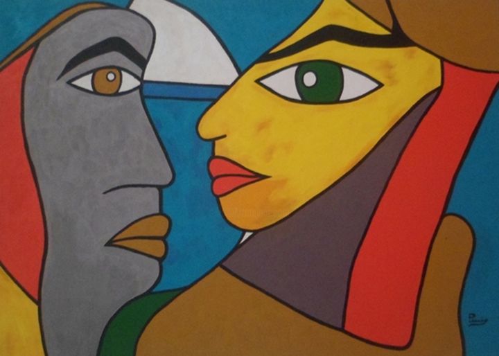 Painting titled "marido-e-mulher-alt…" by Luis Paixão, Original Artwork, Acrylic