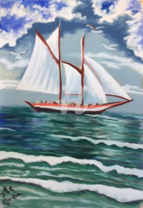Pintura titulada "Gaviotas" por Ricardo F Tapia "Dorante Gaviria", Obra de arte original, Pastel