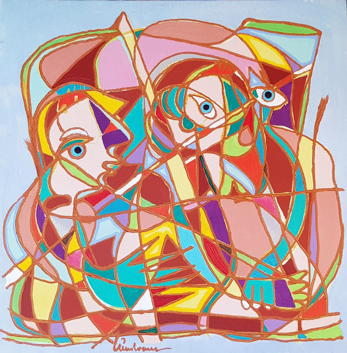 Peinture intitulée "Grupo" par Luís Soares, Œuvre d'art originale, Acrylique