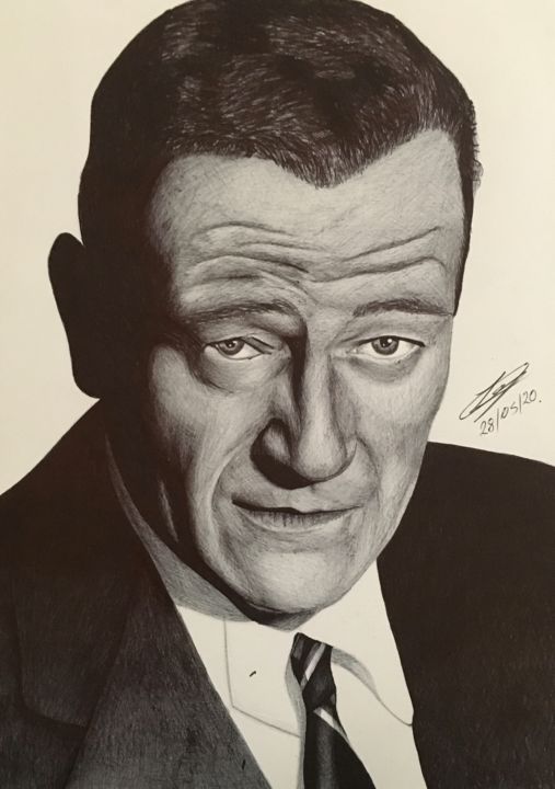 Desenho intitulada "John Wayne" por Luiz Canarins, Obras de arte originais, Canetac de aerossol