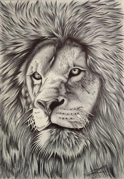 Desenho intitulada "Leão" por Luiz Canarins, Obras de arte originais, Canetac de aerossol