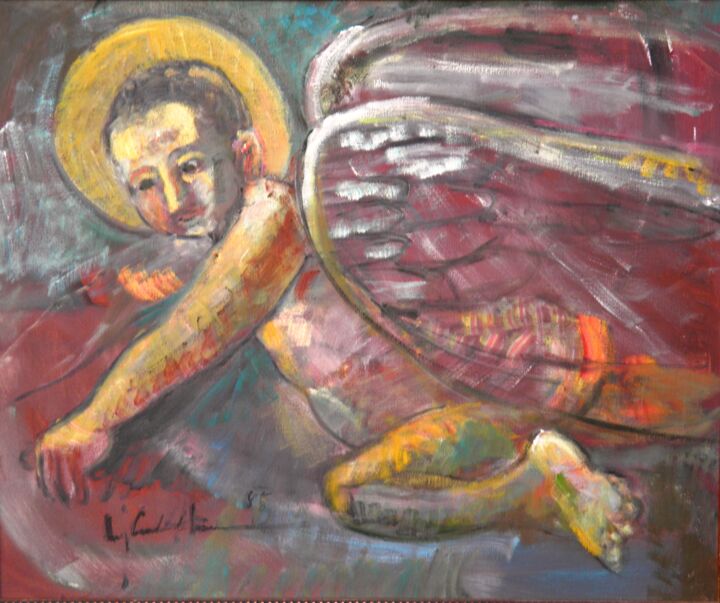 Pintura intitulada "mus030 - Anjo" por Luiz Carlos De Andrade Lima, Obras de arte originais, Óleo