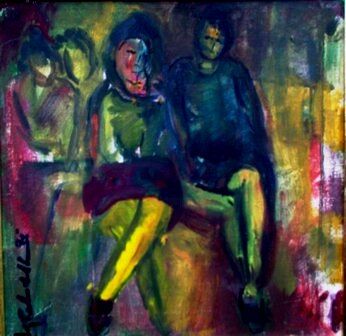 Painting titled "mus087 - Figuras" by Luiz Carlos De Andrade Lima, Original Artwork, Oil