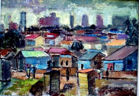Pintura intitulada "mus090 - Favela do…" por Luiz Carlos De Andrade Lima, Obras de arte originais, Óleo