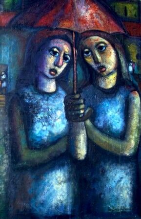 Painting titled "mus103 - Mulheres c…" by Luiz Carlos De Andrade Lima, Original Artwork, Oil