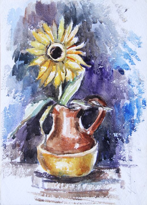 Painting titled "001 - Flores" by Luiz Carlos De Andrade Lima, Original Artwork, Watercolor