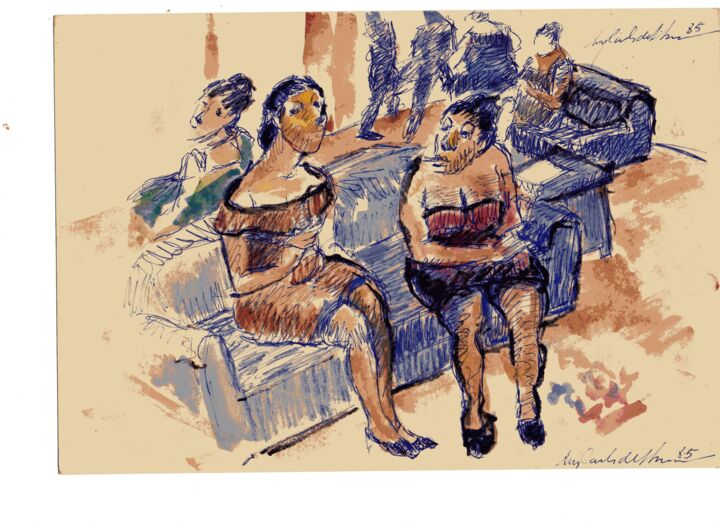 Pintura intitulada "012 - Mulheres da n…" por Luiz Carlos De Andrade Lima, Obras de arte originais, Aquarela