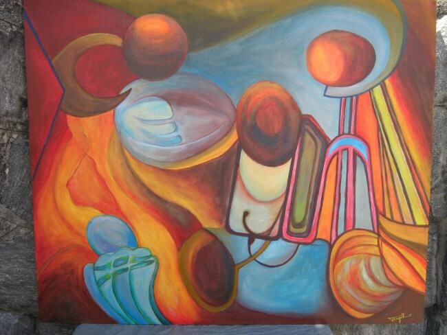 Malerei mit dem Titel "Anjos" von Luiz Trujillo, Original-Kunstwerk