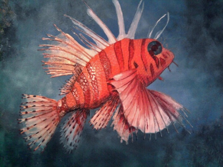 Картина под названием "Lion Fish" - Luiza Estrella, Подлинное произведение искусства, Другой