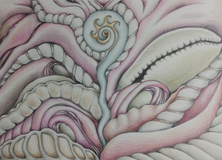 Disegno intitolato "Espiral Cósmica" da Luiza Vieira, Opera d'arte originale, Matita