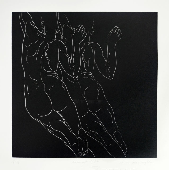 Estampas & grabados titulada "1:1" por Luiza Kasprzyk, Obra de arte original, Linograbados