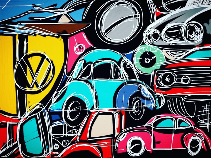 Peinture intitulée "CarManiacs" par Luiz Botelho, Œuvre d'art originale