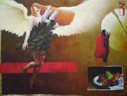 Painting titled "Anjo Torto" by Luiz Pego Artista Plastico, Original Artwork