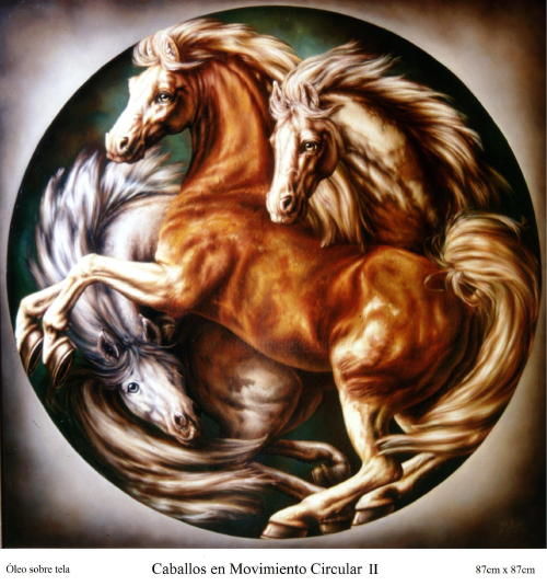 Pintura titulada "Caballos en movimie…" por Lujan Gallardo, Obra de arte original, Oleo