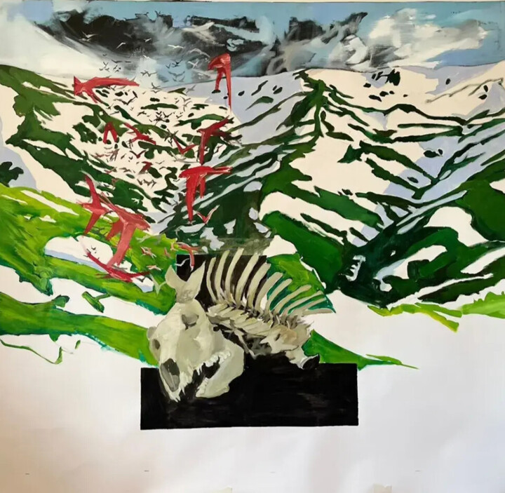 Картина под названием "Frühling" - Luka Jankhoteli, Подлинное произведение искусства, Масло
