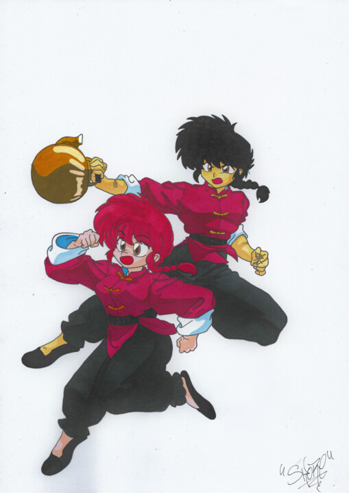 Dessin intitulée "Ranma" par Luka Skore, Œuvre d'art originale, Marqueur