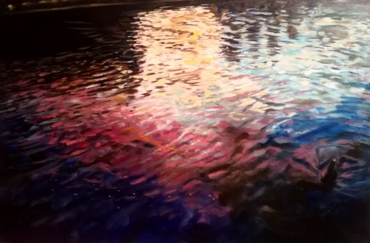 Painting titled "Reflecting Kampa ga…" by Luke Hey, Original Artwork, Oil