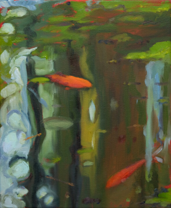 Painting titled "Spring pond study" by Luke Morgan, Original Artwork, Oil