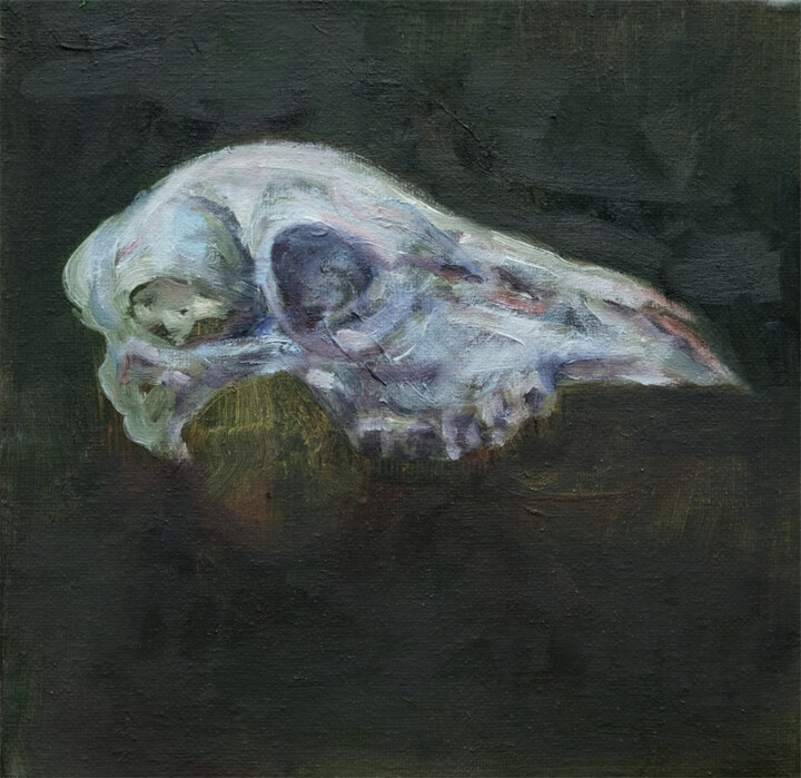 Ζωγραφική με τίτλο "Small deer skull st…" από Luke Morgan, Αυθεντικά έργα τέχνης, Λάδι