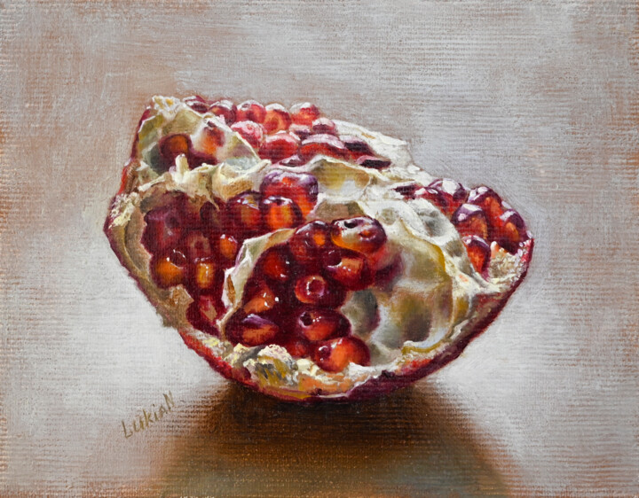 Painting titled "Pomegranate" by Lukian, Original Artwork, Oil