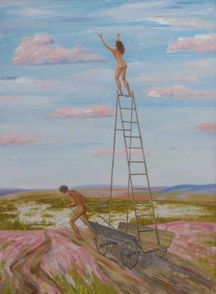 Peinture intitulée "To pink clouds" par Petr Lukyanenko, Œuvre d'art originale