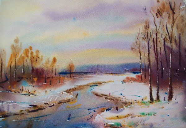 Painting titled ""Melting Snow"" by Lukyanovart, Original Artwork, Oil