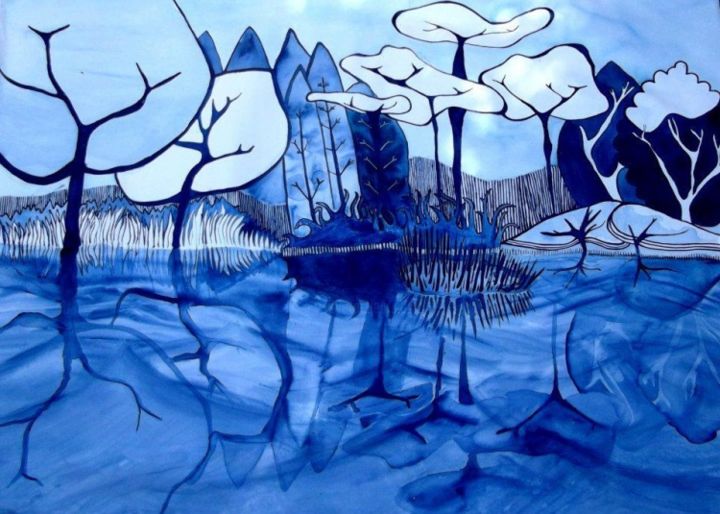 Pintura titulada "Azul.jpg" por Lula Cicala, Obra de arte original