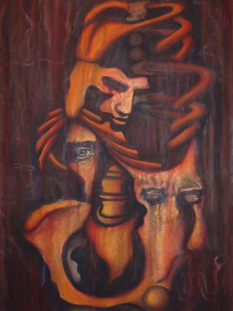 Картина под названием "Skeleton Brown" - Lula, Подлинное произведение искусства, Масло